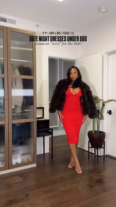 I am 5'9 200 lbs wearing a large dress in all except the long sleeve deep red dress, wearing a medium! Shapewear I wear m/l and in the coat I wear XL! Perfect for date night, Valentine’s Day, girls night out, dinner or drinks!

#LTKMidsize #LTKStyleTip #LTKFindsUnder50