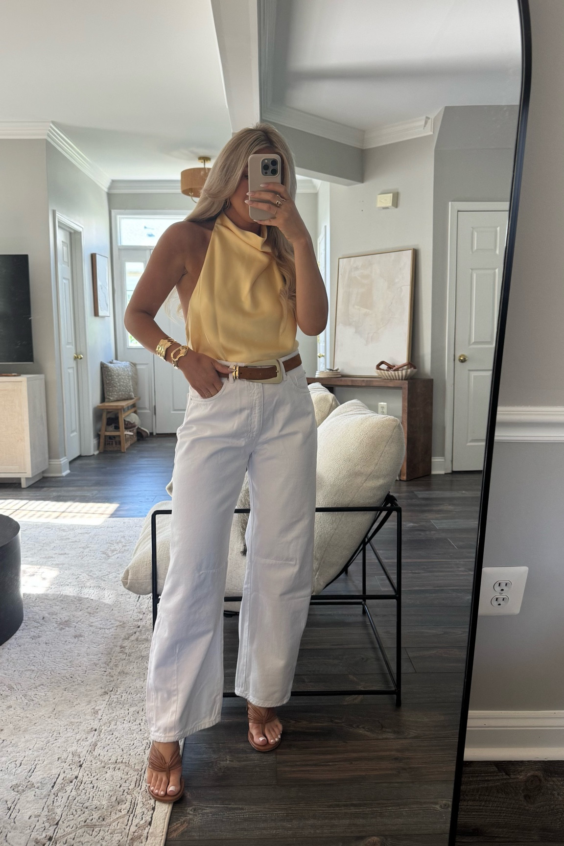 The easiest and chicest summer outfit- oversized jeans and a backless halter top. HOT! I am in love with these jeans- prepare to be sick of me because I will wear them on repeat! Got a 27, size down if in between they run oversized. 

#LTKStyleTip #LTKSeasonal #LTKFindsUnder100