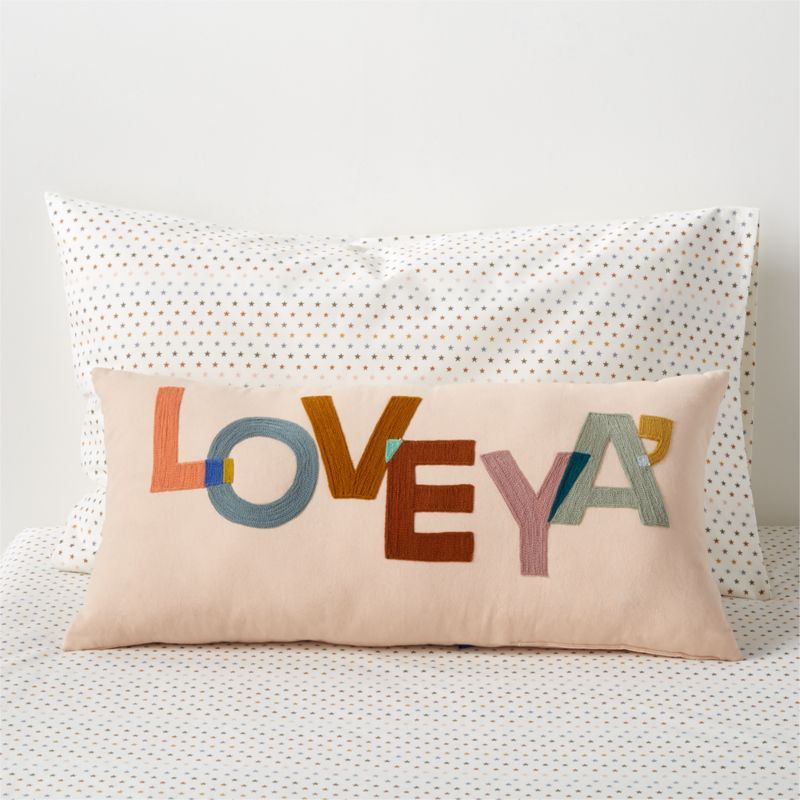 "Love Ya'" Embroidered Kids Throw Pillow | Crate & Kids | Crate & Barrel