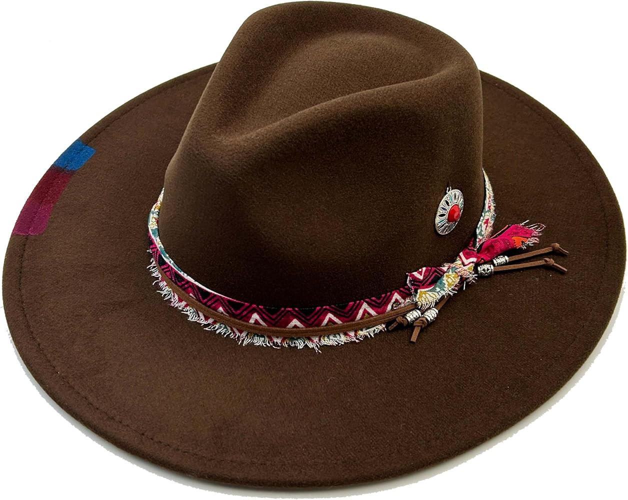 Classic Wide Brim Fedora Hat for Women Man Floppy Panama Hat Western Felt Outdoor Hat with Band S... | Amazon (US)