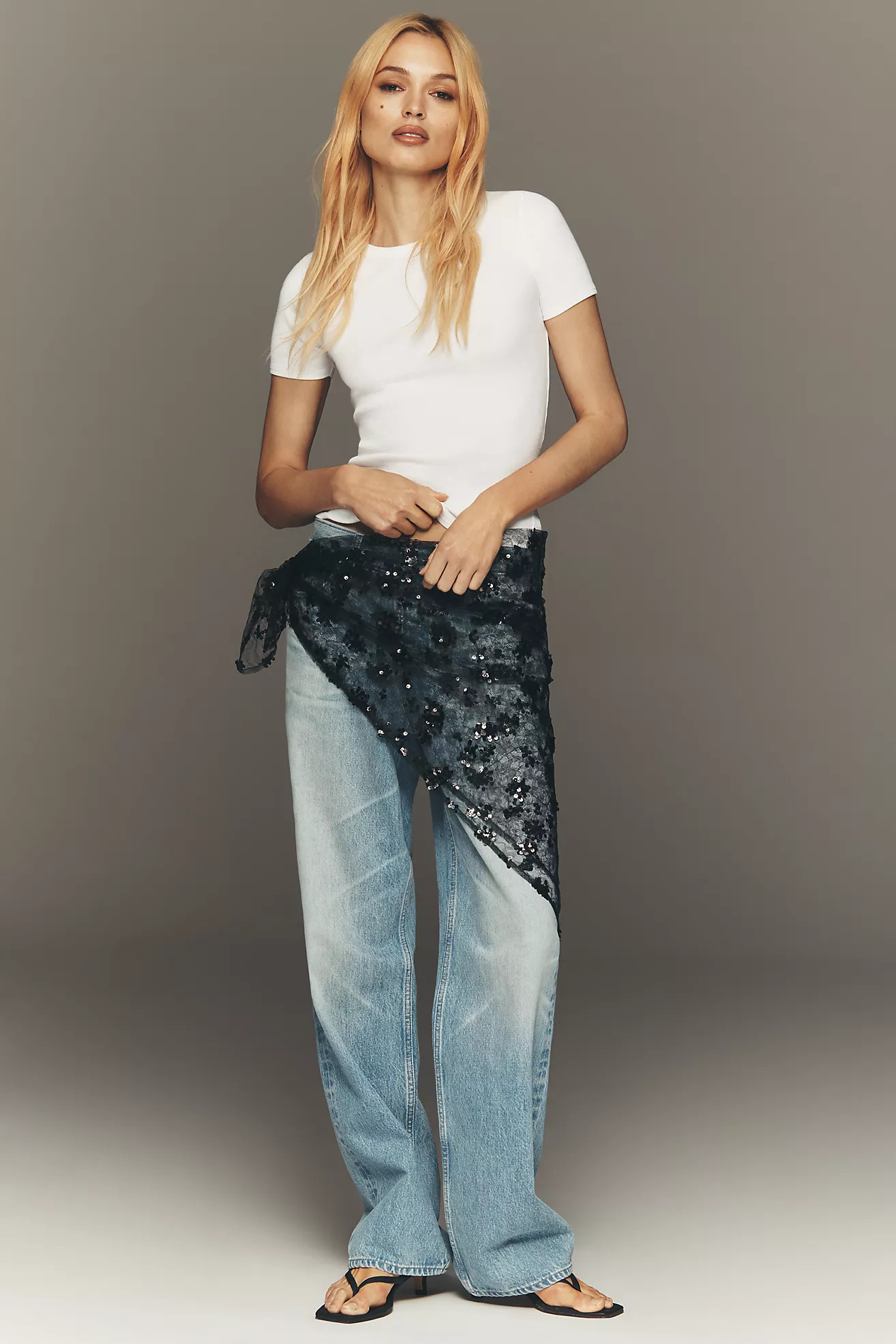 By Anthropologie Large Lace Sequin Square Scarf | Anthropologie (US)