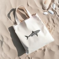 Shark Canvas Tote Bag Beach Bag Canvas Tote Pool Book Grocery Shopping Summer Sustainable, Nautical | Etsy (US)