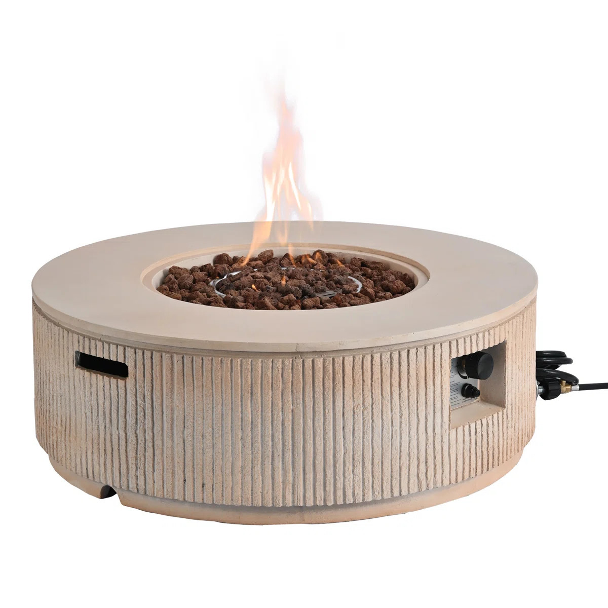 Jovan 38" Modern Vertical Stripe Fire Pit With MGO Construction & Adjustable 50,000 BTU Burner | Wayfair North America