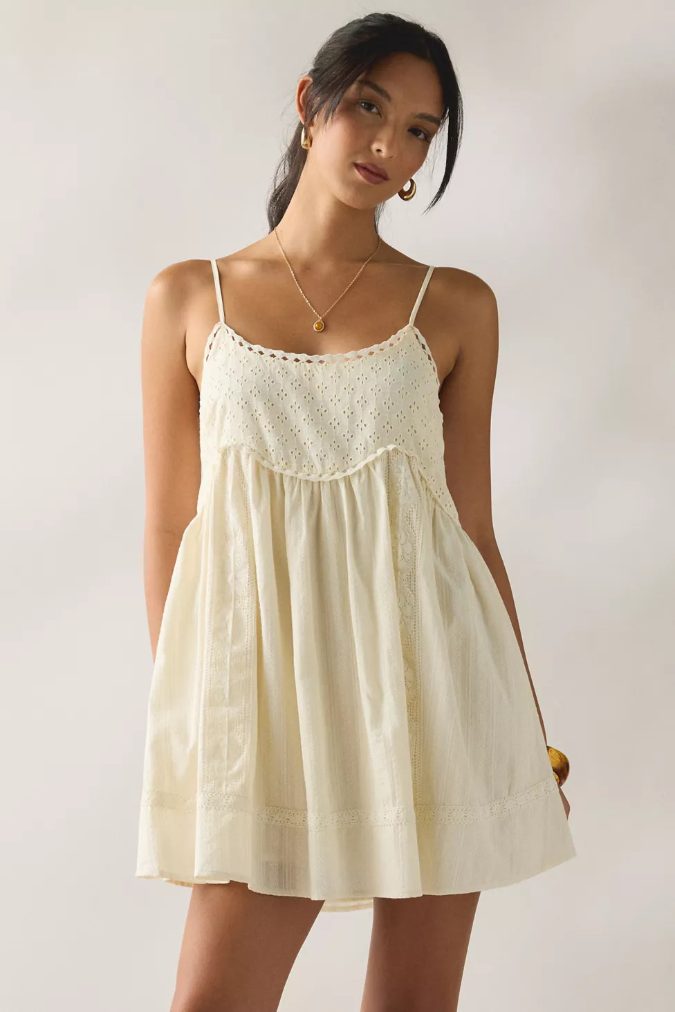 Kimchi Blue Lucky In Lace Tie-Back Babydoll Mini Dress | Urban Outfitters (US and RoW)