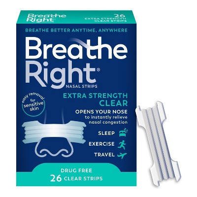 Breathe Right Extra Strength Drug-Free Clear Nasal Strips - 26ct | Target