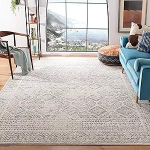 SAFAVIEH Tulum Collection Area Rug - 8' x 10', Ivory & Grey, Moroccan Boho Distressed Design, Non... | Amazon (US)