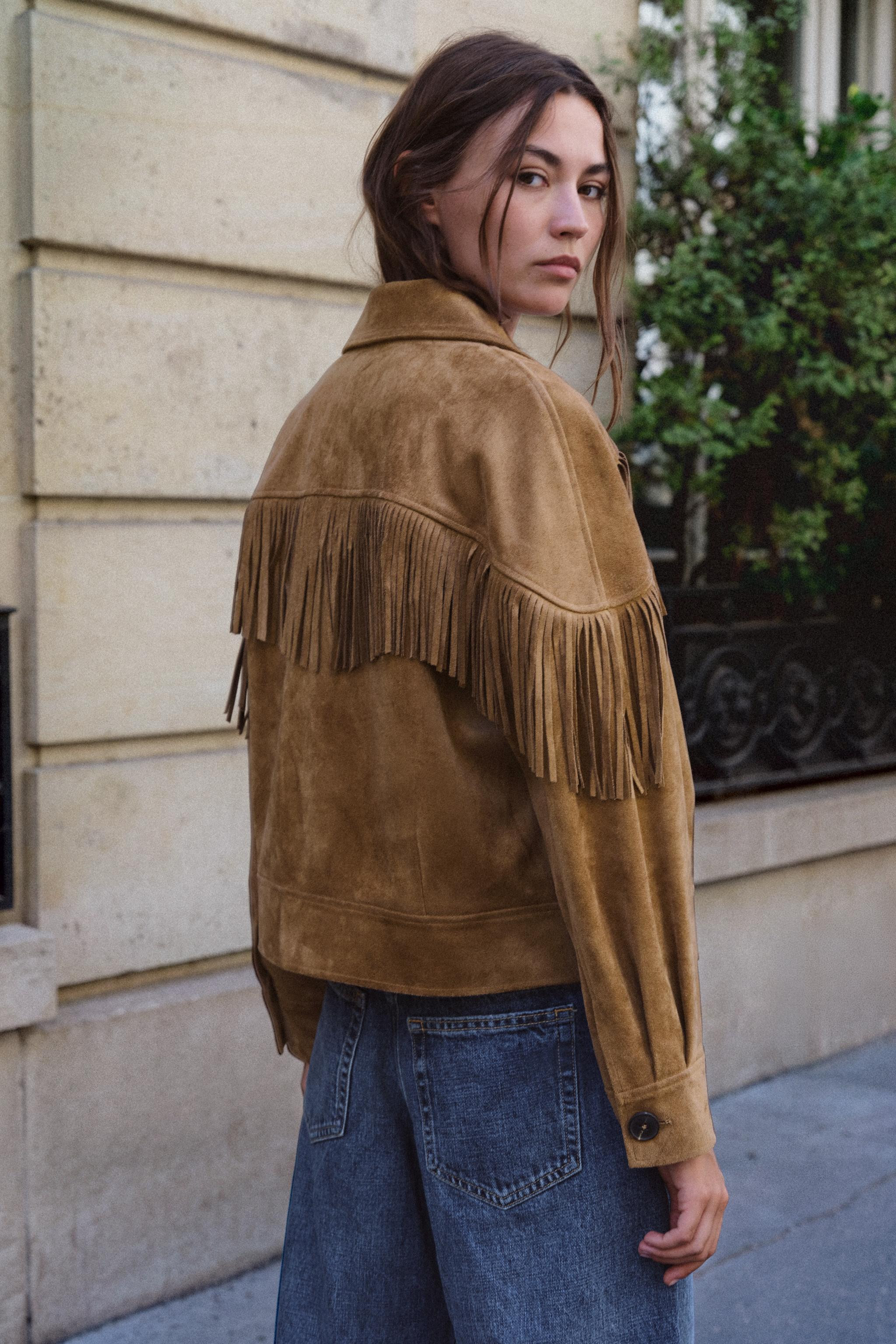 FAUX SUEDE FRINGE JACKET | Zara US