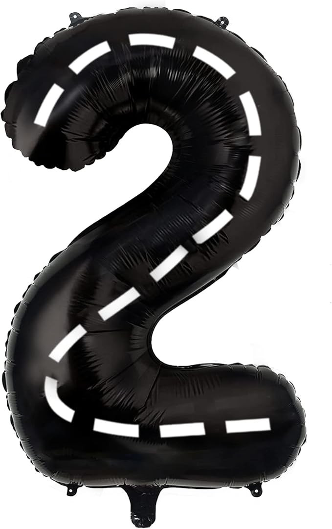 Race Car Balloons Number 2;40 Inch Big Mylar Foil Racing Number 2 Balloons Black 2nd Birthday Bal... | Amazon (US)
