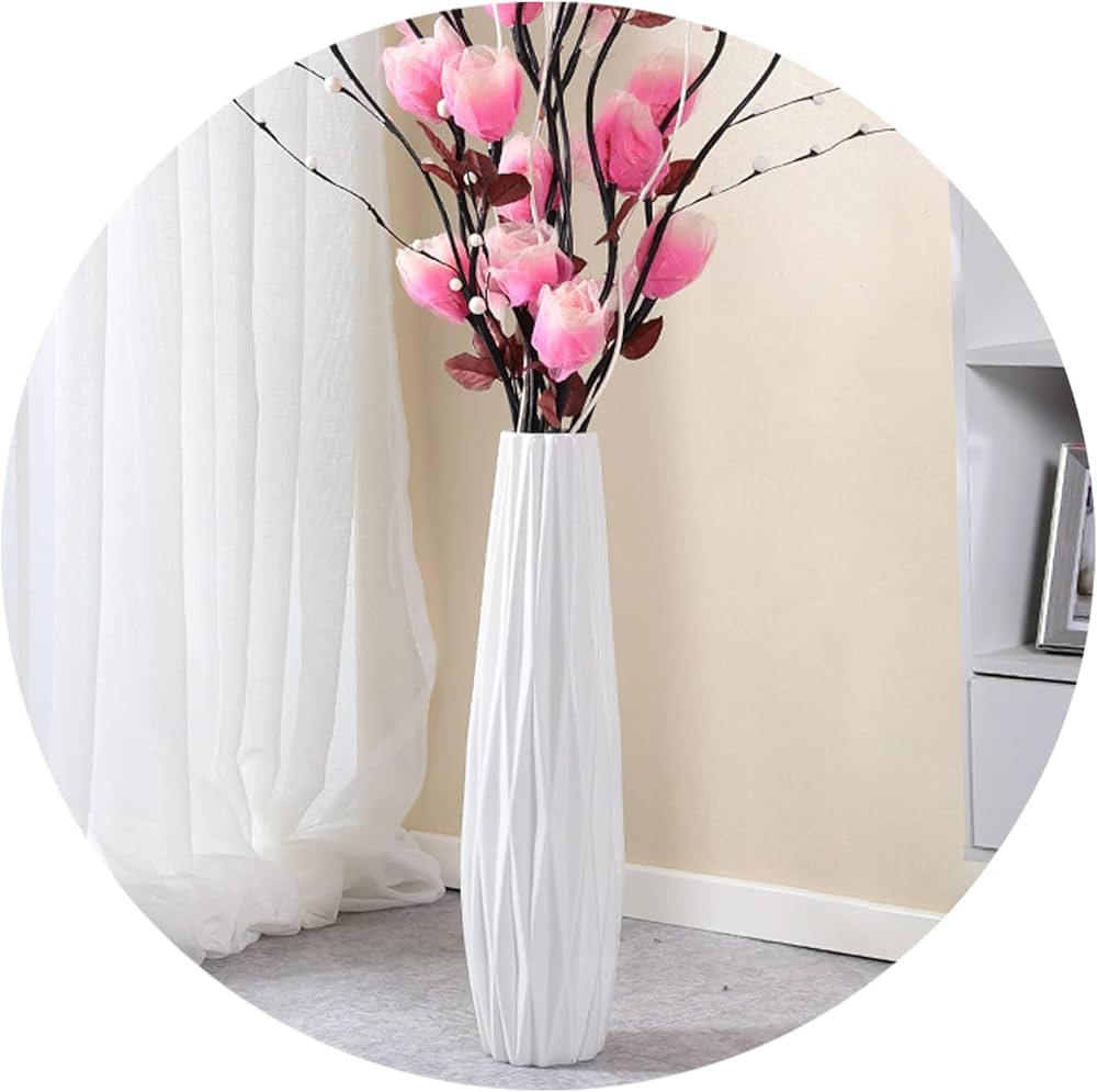 White Ceramic Vase 17.7" Tall Table Floor Vase Decorative Flower Vase for Table Centerpieces Shel... | Amazon (US)