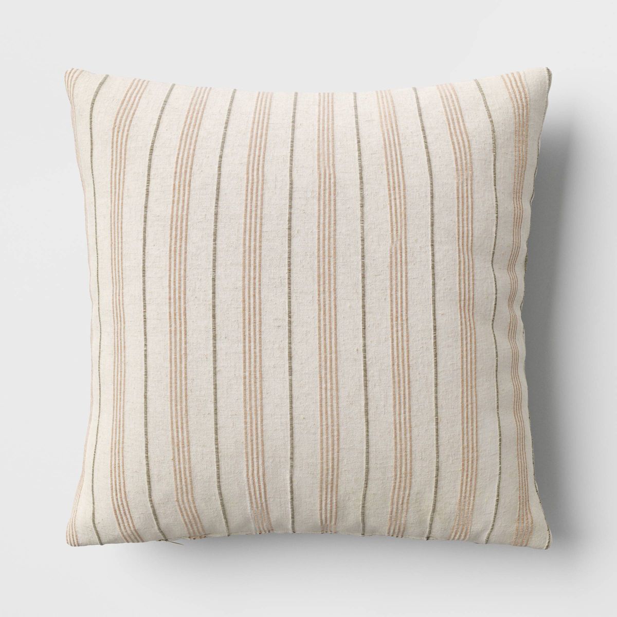 Cotton Flax Woven Striped Square Throw Pillow Beige - Threshold™ | Target