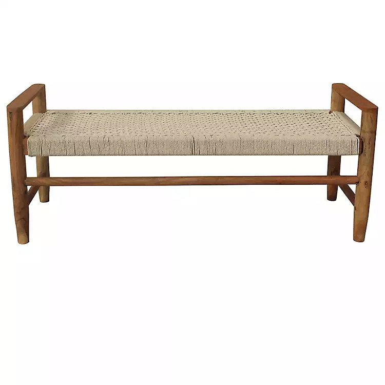Acacia Wood with Natural Jute Bench | Kirkland's Home
