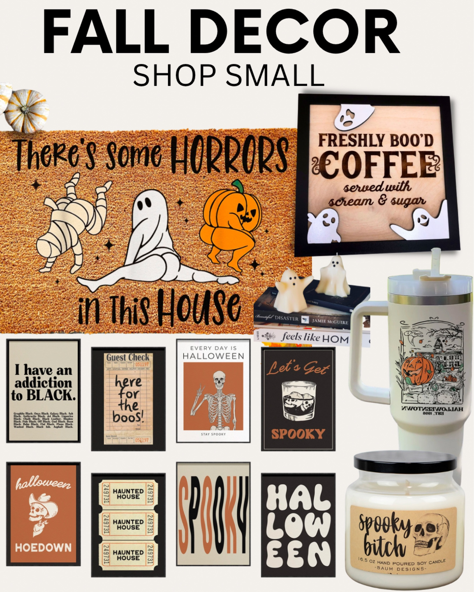 Fall decor from small businesses. Shop small. Spooky vibes, fall seasonal decor, halloween decor, halloween wall art, fall candles

#LTKSeasonal #LTKHalloween #LTKHoliday