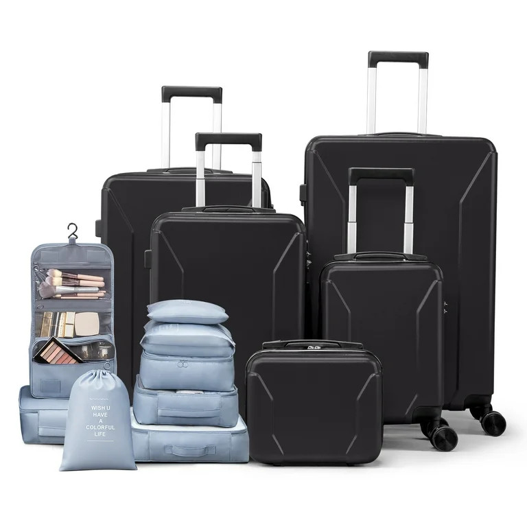 Zimtown 5-Piece Luggage Set with 8 Packing Cubes, Hard Shell Suitcase Set with Spinner Wheels Bui... | Walmart (US)
