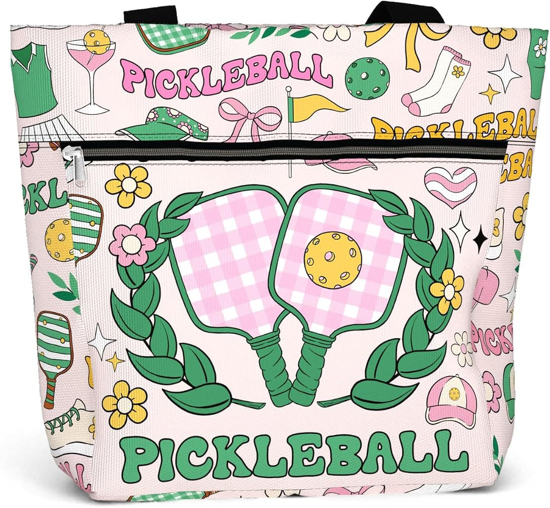 84hoods Large Tote Bag for Women. Waterproof Bag with Pockets and Zipper. Gift for Pickleball Pla... | Amazon (US)