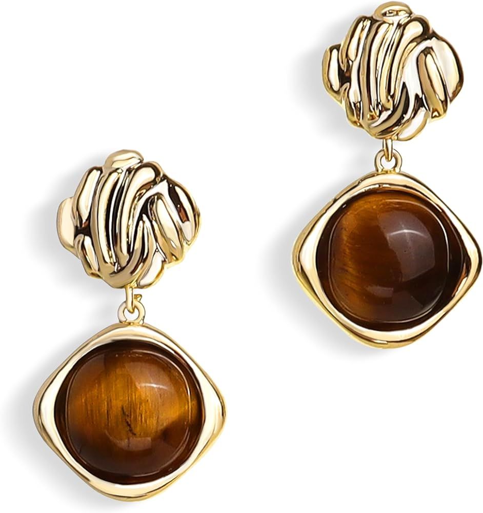 Sonateomber Gold Chunky Dangle Drop Stud Earrings for Women Girls, Valentine Vintage Statement Ja... | Amazon (US)