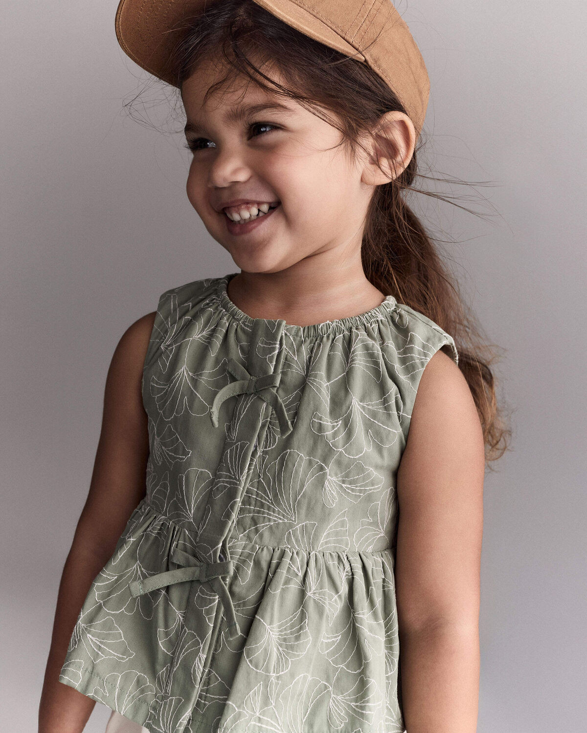 Toddler Girl Embroidered Peplum Top in Floral Print - Green | Carter's Inc