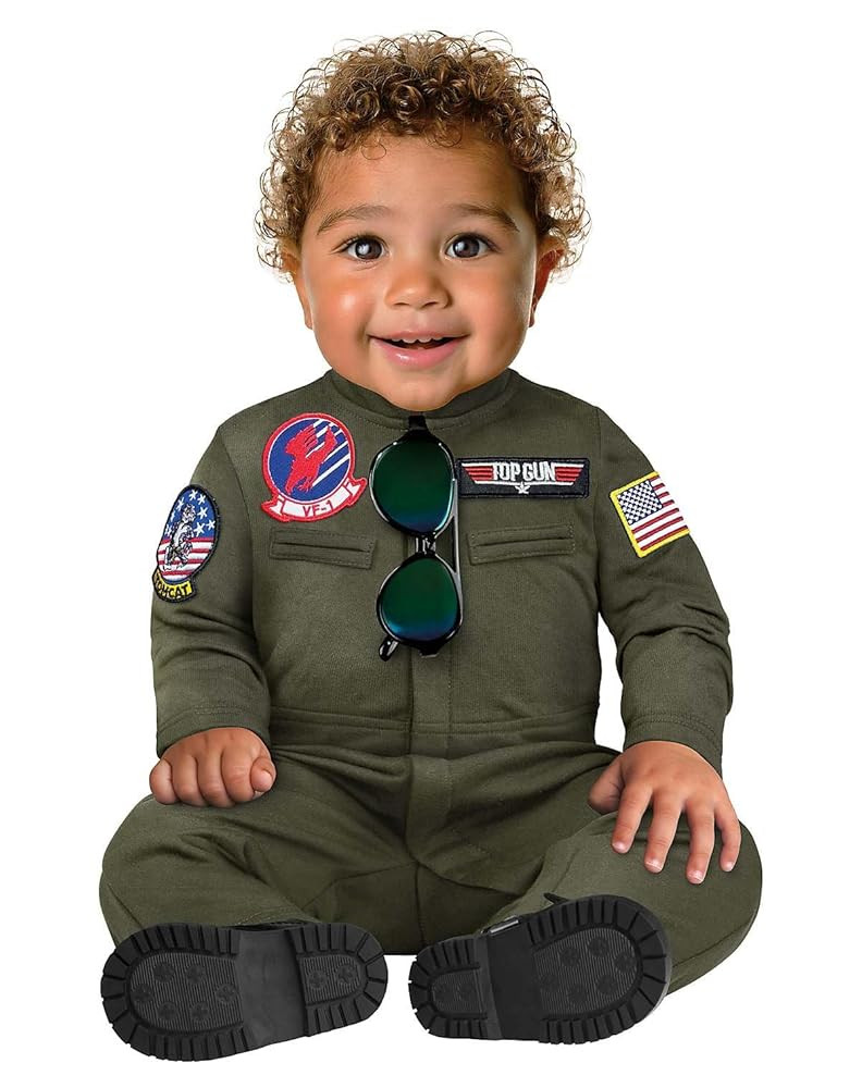 Spirit Halloween Top Gun Baby Flight Suit Costume, Officially Licensed | Amazon (US)