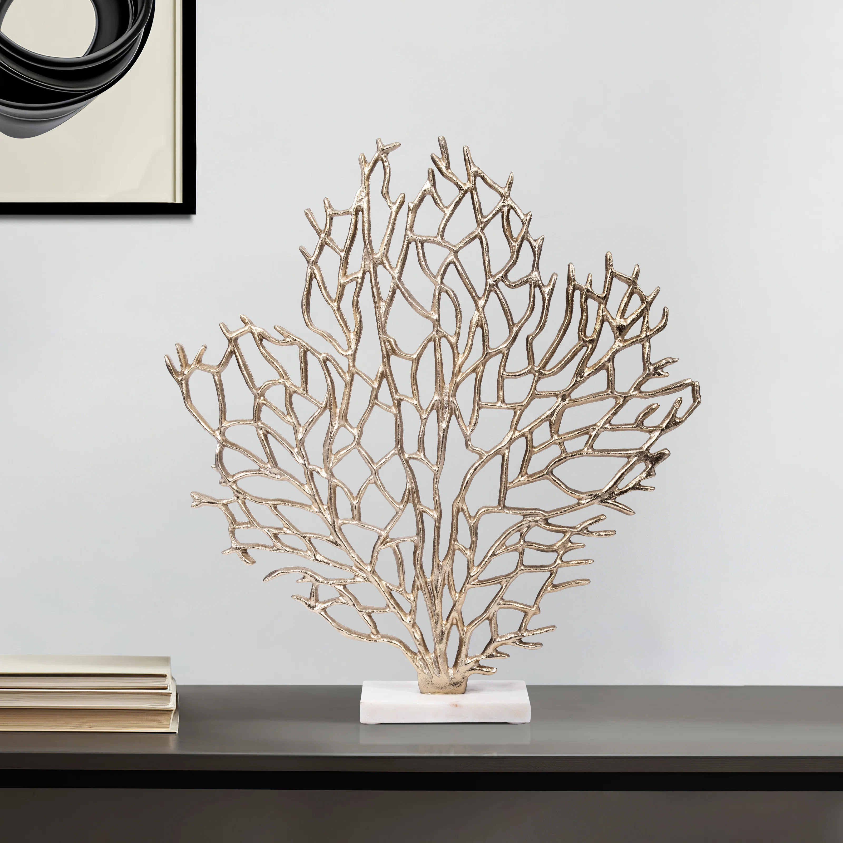 Rosecliff Heights Beti Decorative Sculpture - Metal - Coral-Inspired Design with Marble Base & Re... | Wayfair North America