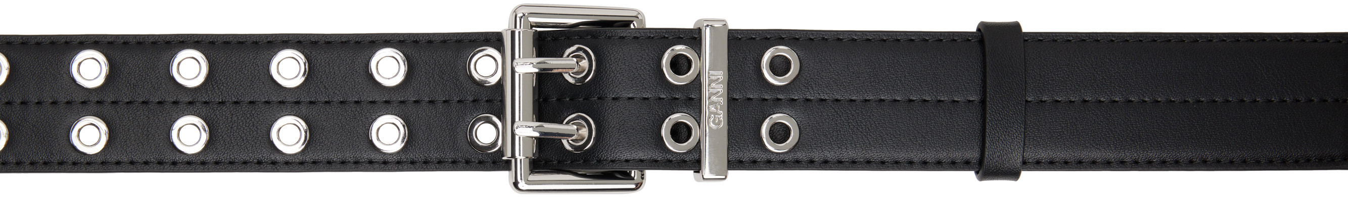 GANNI Black Double Eyelet Belt | SSENSE