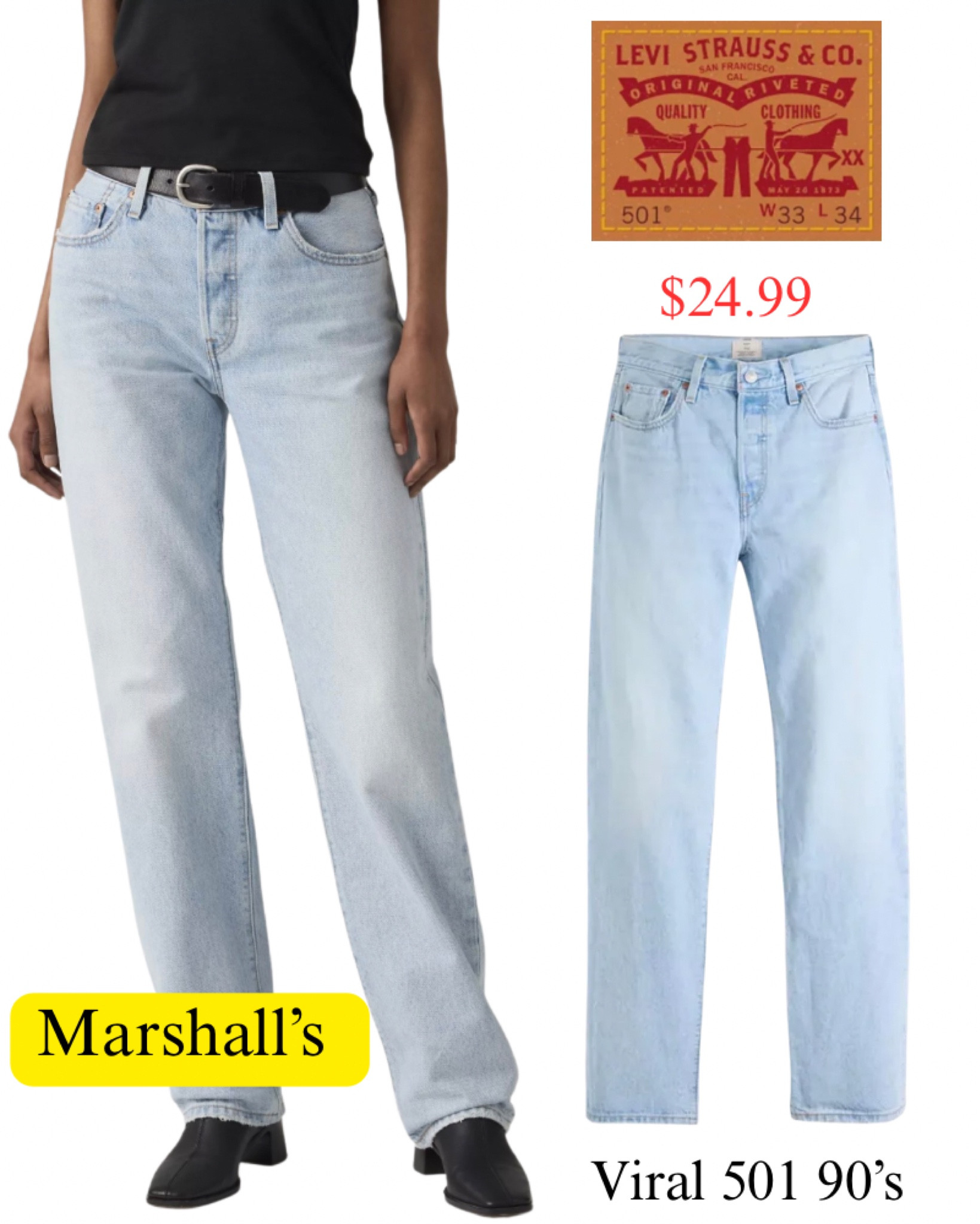 Levi’s jeans retail over $100 but I found on sale for $24.99!! I linked a pair from TJ Maxx and Marshall’s! Denim, pants, designer deals, summer, casual, date night.

#LTKSaleAlert