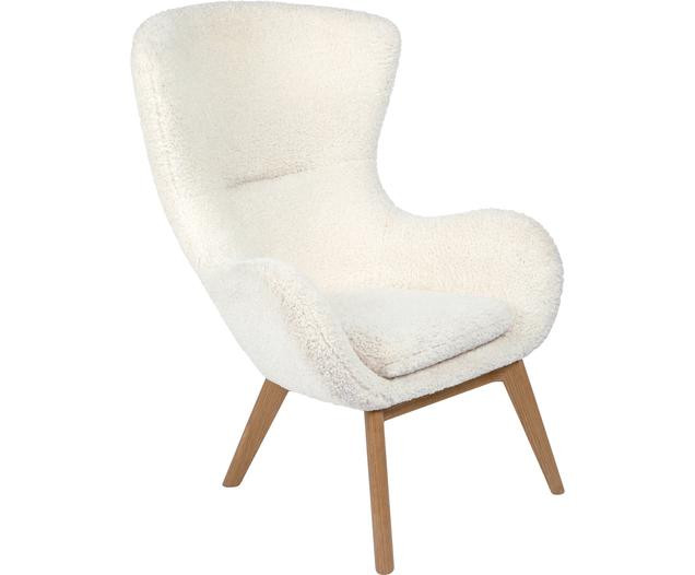 Teddy-Ohrensessel Wing in Cremeweiß mit Holz-Füßen | WestwingNow | WestwingNow (AT & DE)