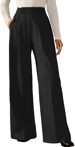 Arach&Cloz Women's Wrinkle-Free Pleated Business Wide Leg Pants Fall 2025 | Amazon (US)