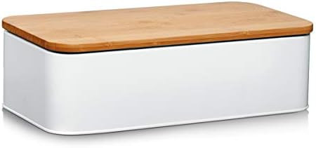 Zeller Bread Bin with Bamboo Lid, White, 42.5 x 23 x 13 cm | Amazon (UK)