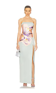 LEO LIN Clemence Maxi Dress in Hibiscus in Pistachio from Revolve.com | Revolve Clothing (Global)
