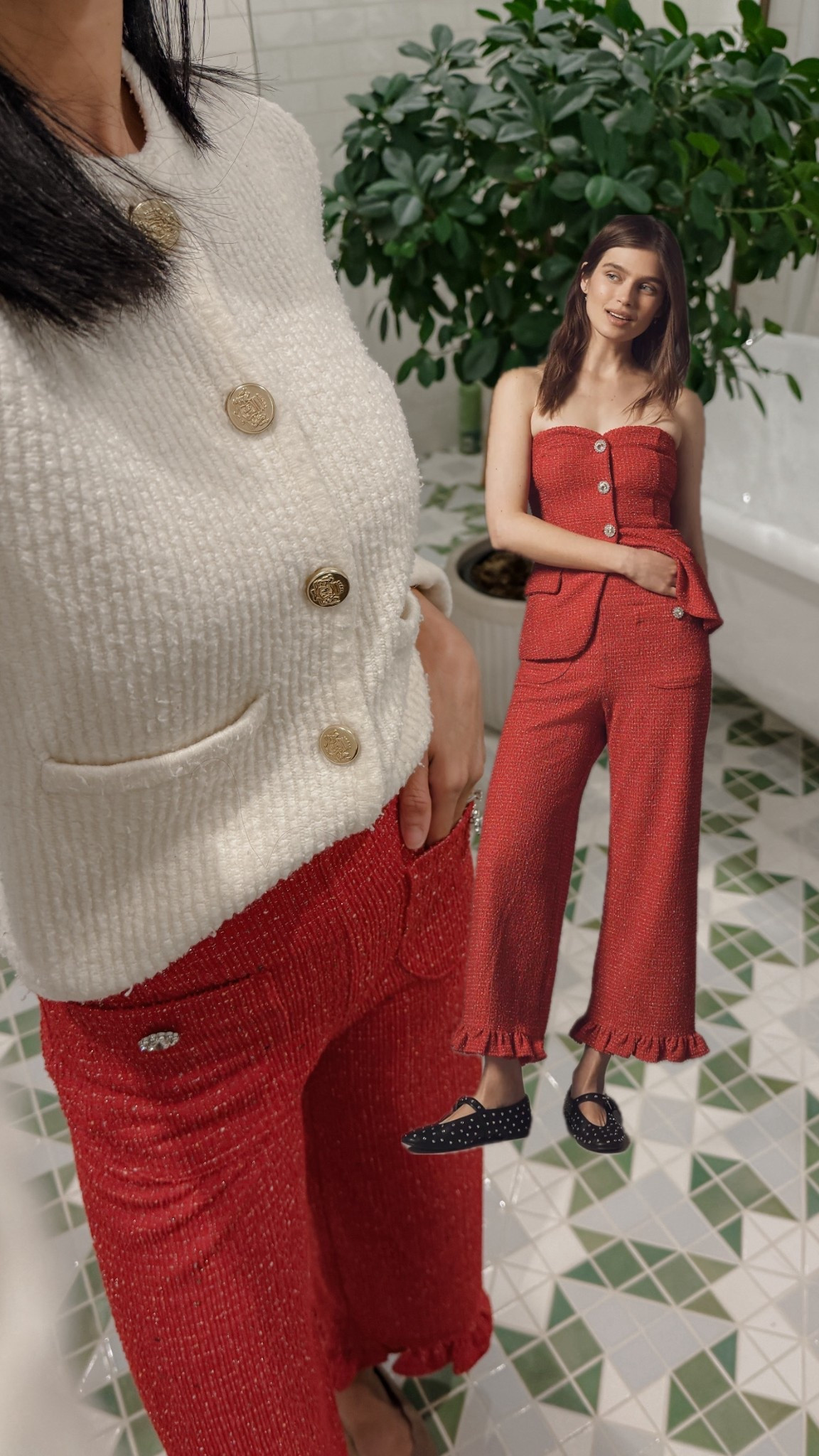 In my fun pants era! Just got these Crop Tweed Ruffle-Hem Pants for holiday hosting + parties. They are so comfortable, festive and cute! I don’t have a code for Anthro but my friend Valeria has one. Use VALERIA30 for 30% off your purchase! Im wearing 23P. Linked other ruffle-hem pants, too! 

#LTKSaleAlert #LTKHoliday #LTKPetite