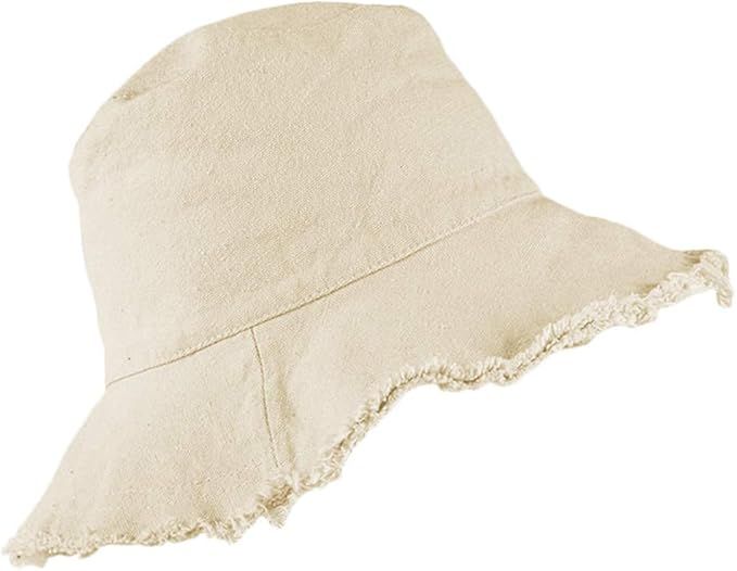 Bucket-Hat Distressed Sun-Protection Washed-Cotton - Summer Wide Brim Beach Cap Medium | Amazon (US)