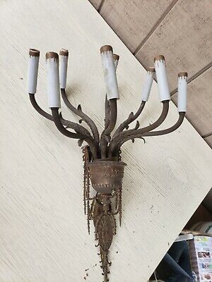 Antique Old Brass Metal  Chandelier Light Lamp Fixture as is | eBay AU