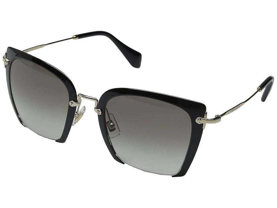 Miu Miu 0MU 52RS (Black/Grey Gradient) Fashion Sunglasses | Zappos