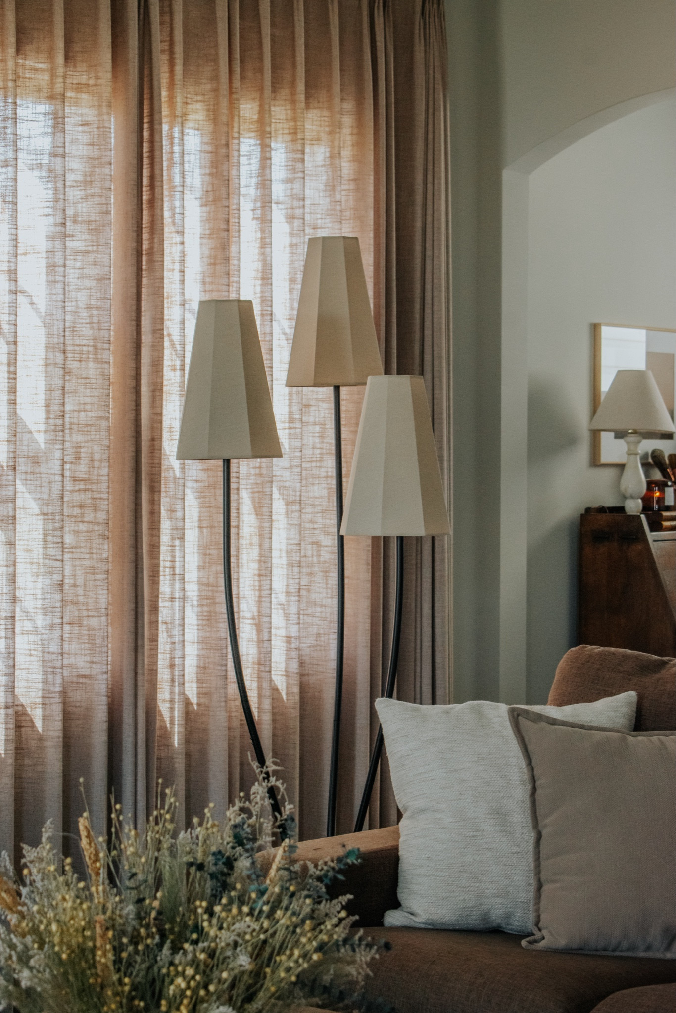 Living room; floor lamp; curtains; neutral home

#LTKHome