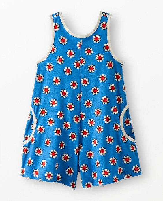 Girls' Red Flowers On Swedish Sky Sleeveless Romper in 100% Combed Cotton - Size Big Kids 10 by Hanna Andersson | Hanna Andersson