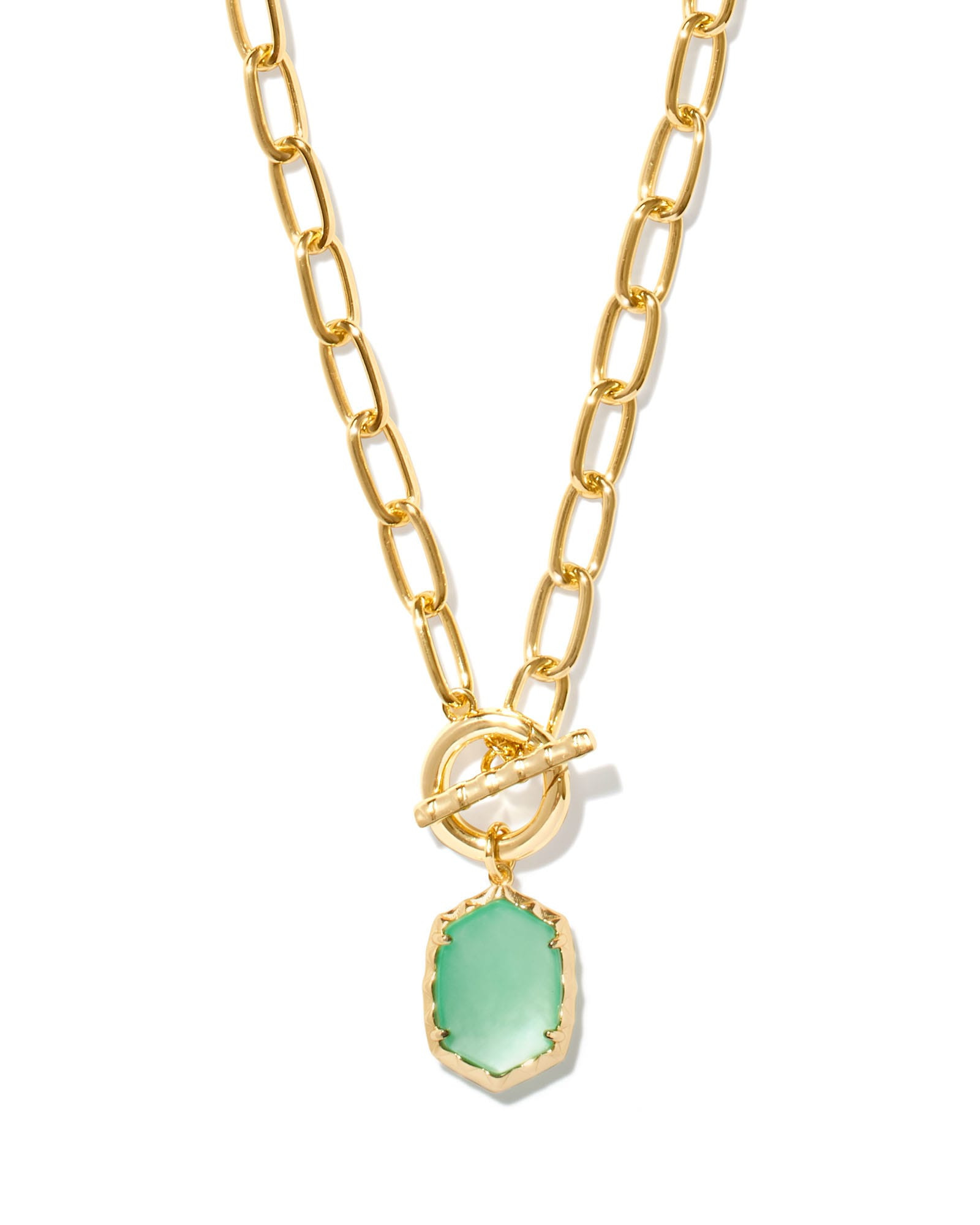 Kendra Scott Daphne Convertible Gold Link and Chain Necklace in Light Green Mother-of-Pearl | Mother Of Pearl/Metal | Kendra Scott
