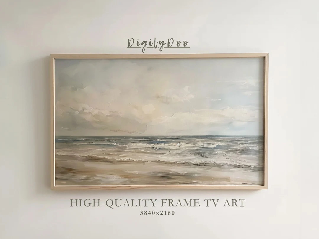 Coastal Ocean Beach Frame TV Art, Neutral Seascape Painting, Waves Samsung TV Download, Tropical ... | Etsy (US)