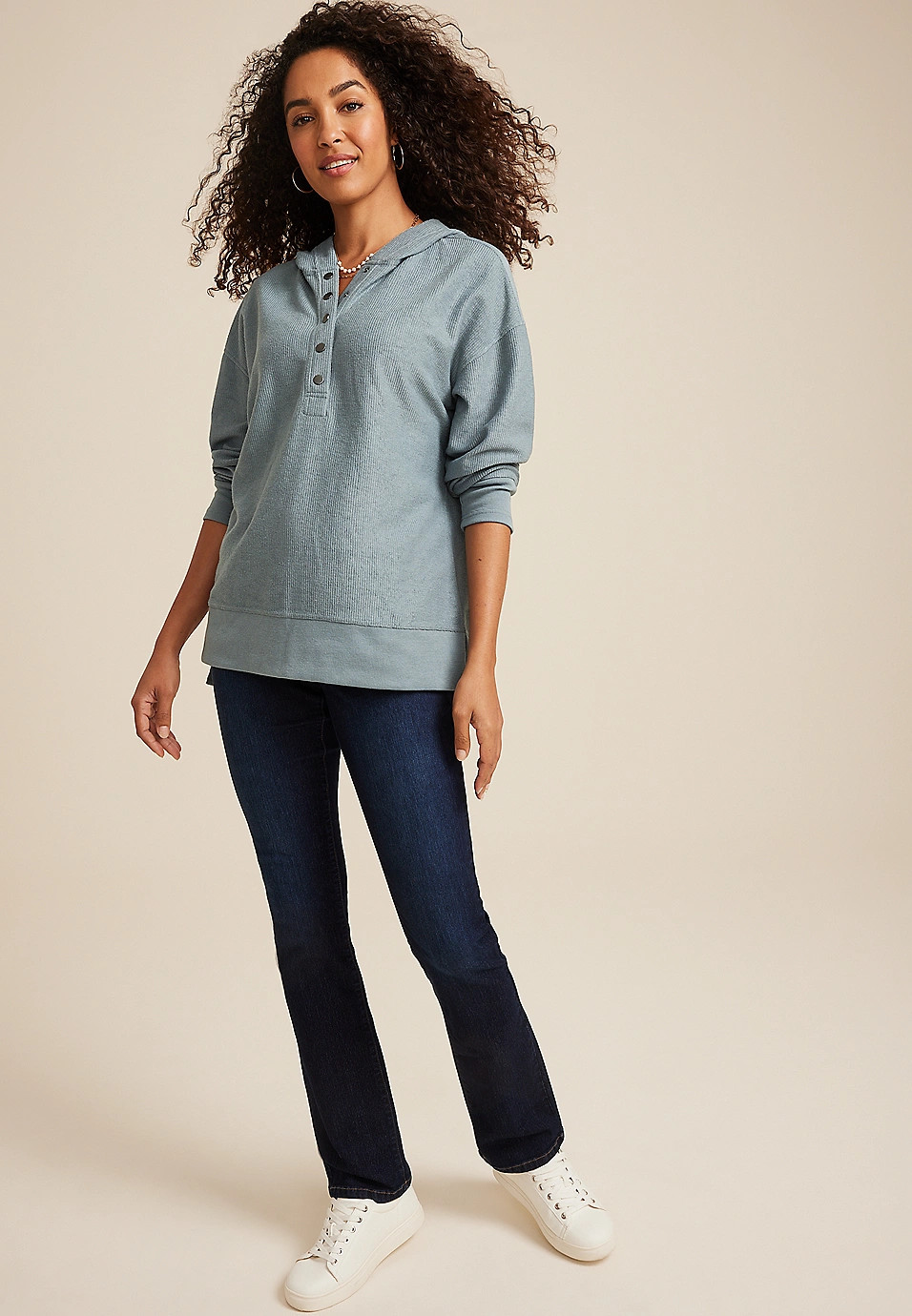 Corded Ribbed Hoodie | Maurices