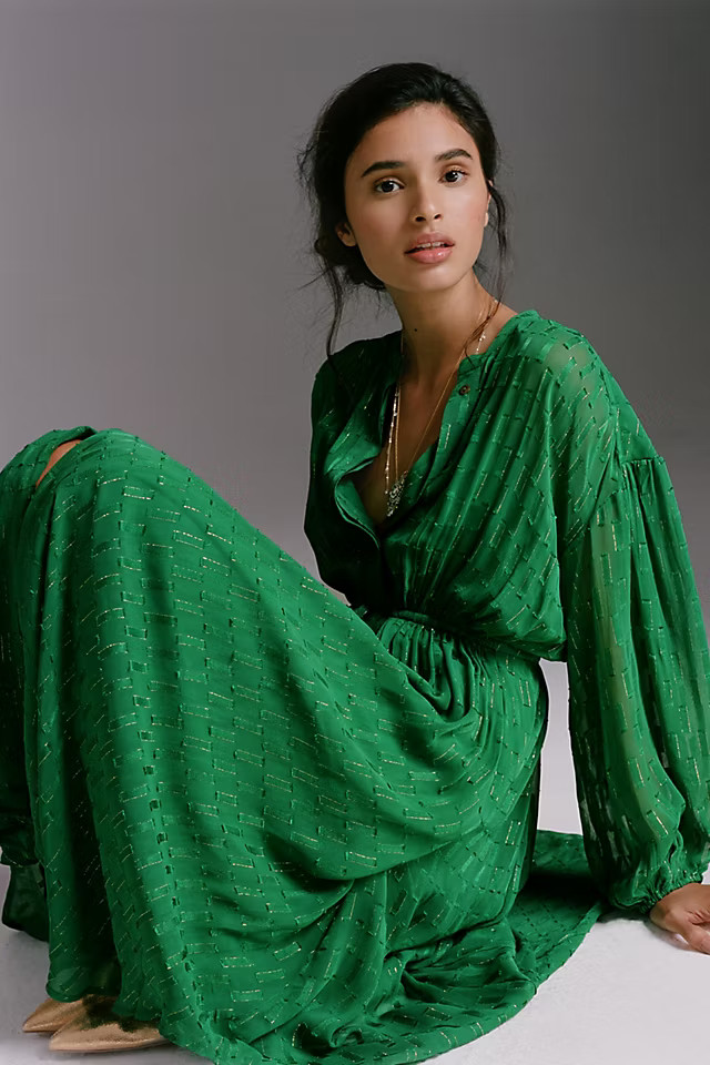 Allene Shimmer Maxi Dress | Anthropologie (US)