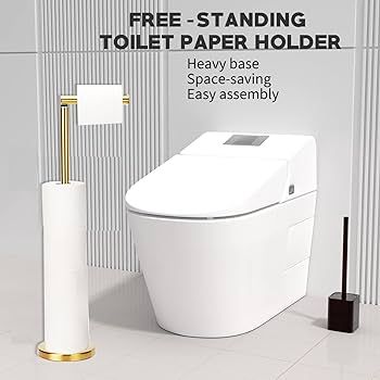 Kalitro Toilet Paper Holder Stand, 5 Rolls Large Storage Tissue Roll Holder Free Standing for Bat... | Amazon (US)