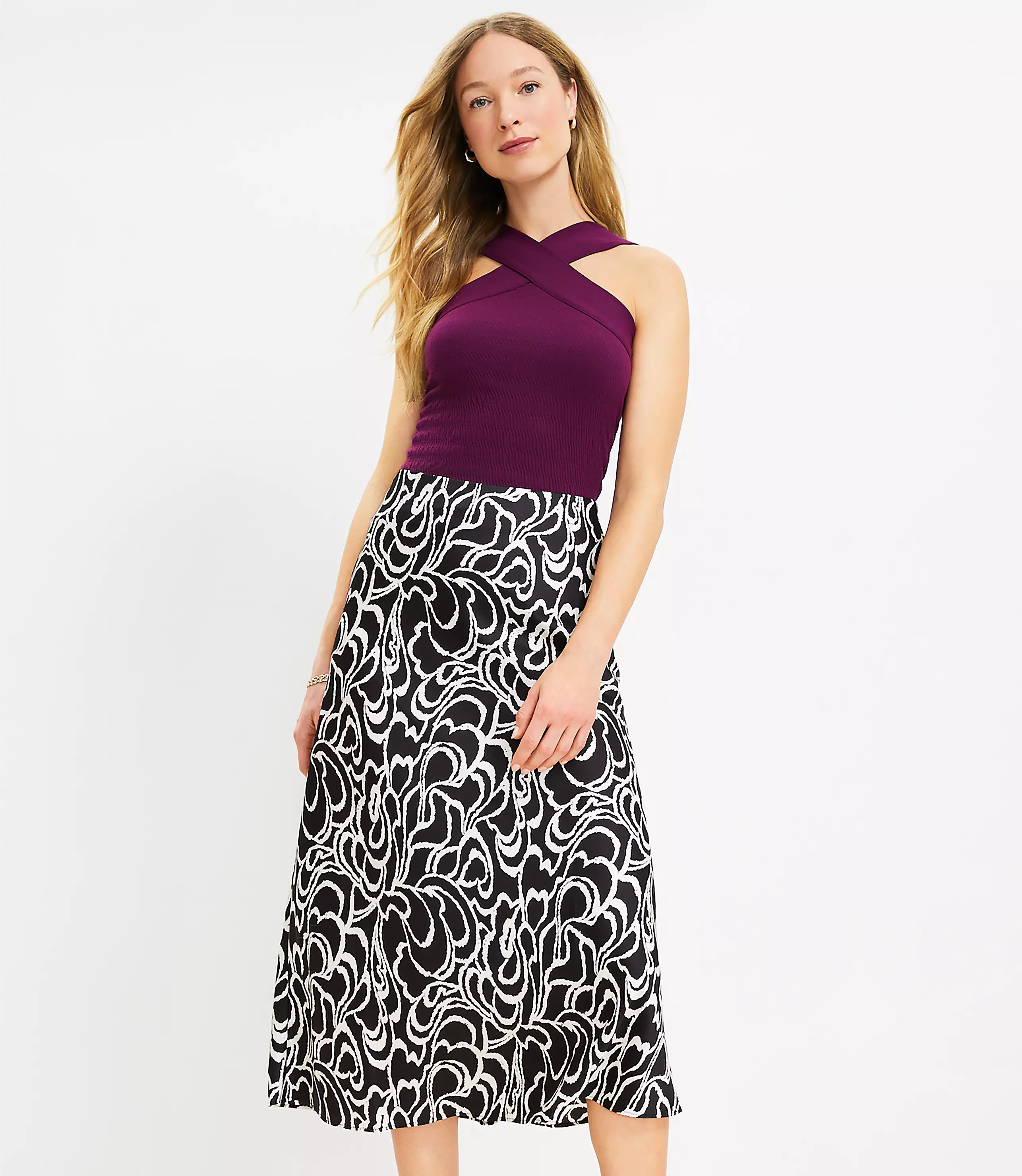 Petite Bloom Bias Midi Skirt | LOFT