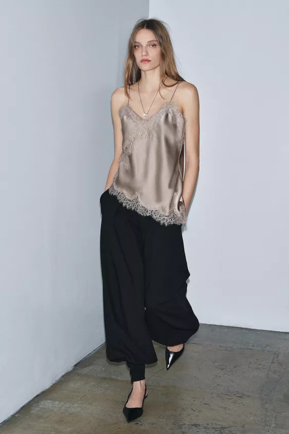 ZW COLLECTION LACE CAMISOLE TOP | Zara US