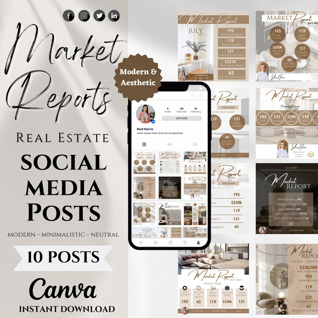 10 Market Reports Real Estate Social Media Posts Real Estate - Etsy | Etsy (US)