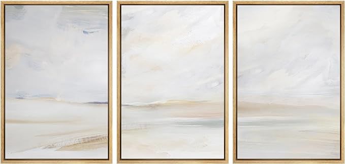 Framed Canvas Print Wall Art Set Watercolor Pastel Misty Sand Dune Landscape Nature Wilderness Il... | Amazon (US)