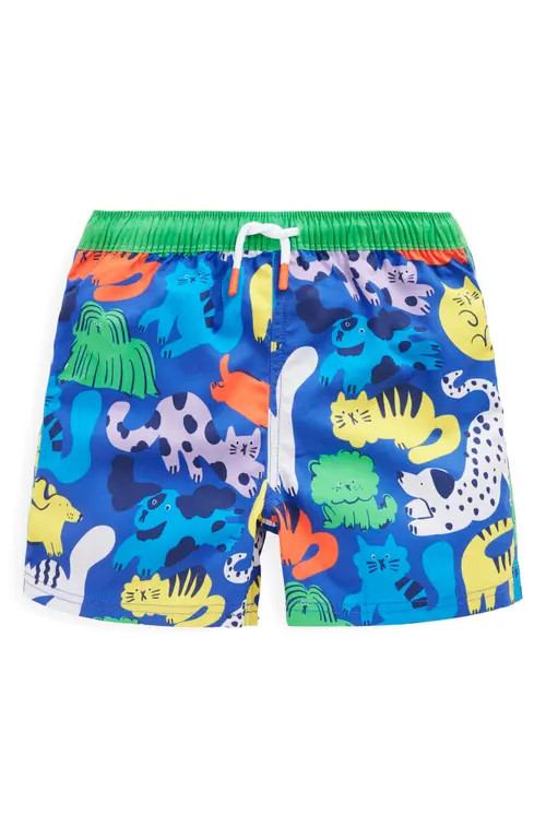 Mini Boden Kids' Swim Trunks in Sapphire Blue Rainbow Pets at Nordstrom, Size 5-6Y | Nordstrom