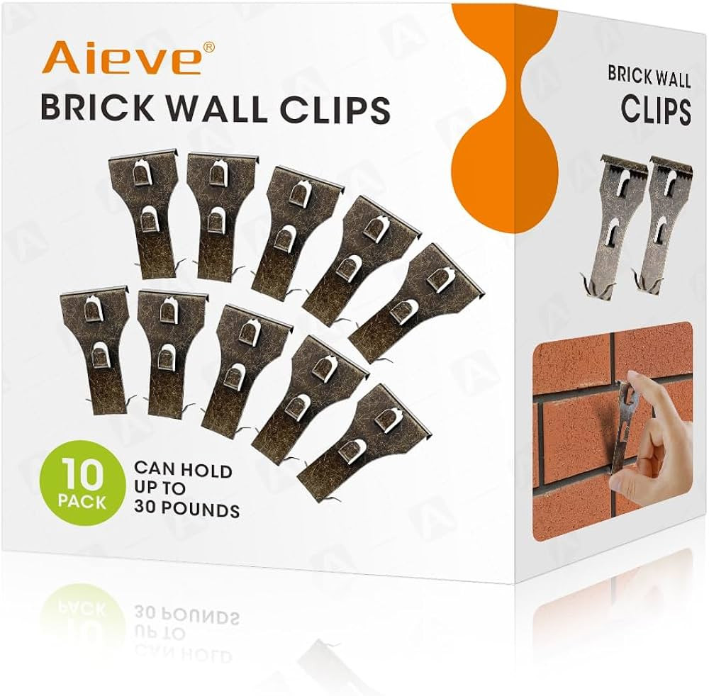 AIEVE Brick Wall Clips, 10 Pack Brick Hooks Brick Hangers for Hanging Outdoors No Drill, Fit 2-1/... | Amazon (US)