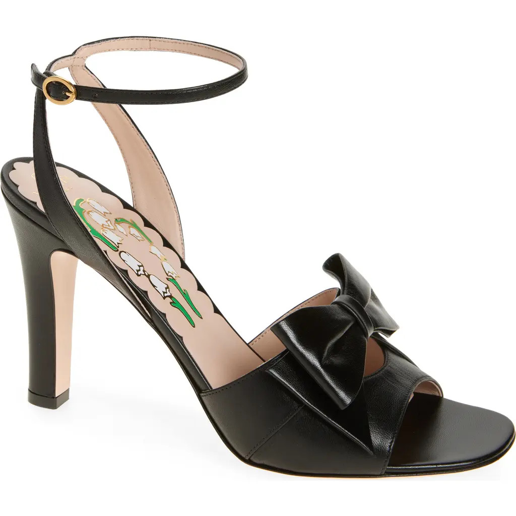 Valentino Garavani Bowow Ankle Strap Sandal in Black at Nordstrom, Size 8Us | Nordstrom