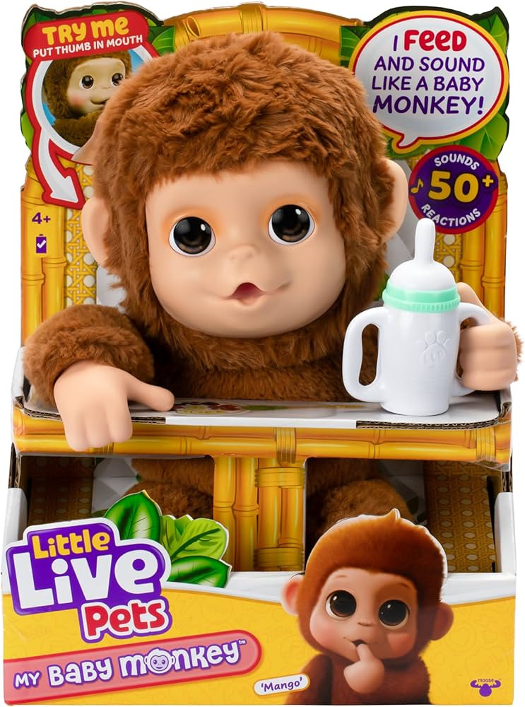 Little Live Pets My Baby Monkey - Adorable pet Monkey with Over 50 Sounds & Reactions. Expressive... | Amazon (US)
