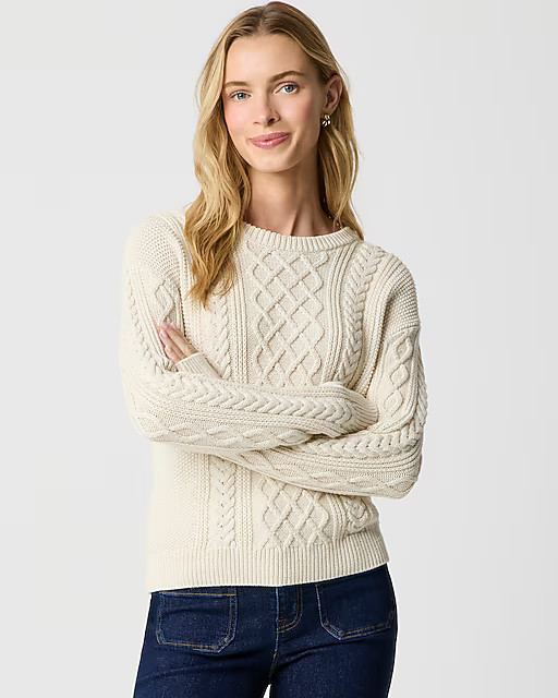 Cable crewneck sweater | J.Crew Factory