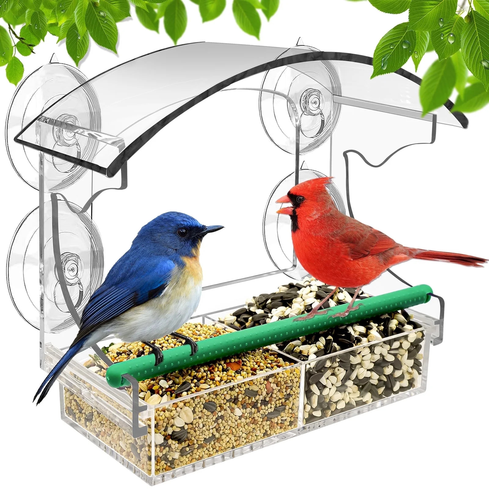 LANNEY Window Bird Feeder with Suction Cups for Viewing, Acrylic Clear Bird Feeder for Window Rem... | Walmart (US)