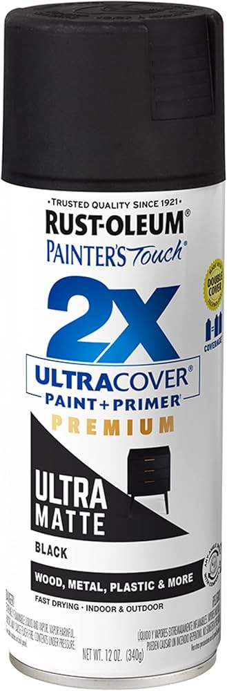 Rust-Oleum 331182 Painter's Touch 2X Ultra Cover Spray Paint, 12 oz, Ultra Matte Black | Amazon (US)